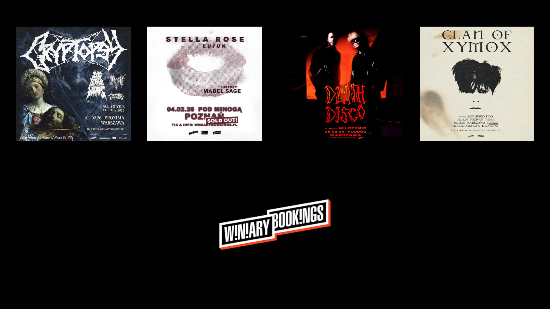 Nowy tydzień z Winiary Bookings: death metalowa legenda, mroczna alternatywa, industrialny rytuał i darkwave’owa klasyka w jednym tygodniu